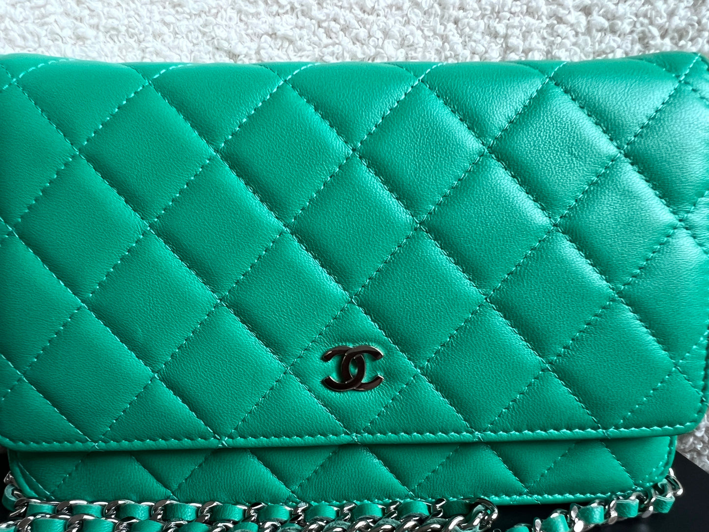 Chanel Turquoise Lambskin Wallet on Chain (RRP £2,930)