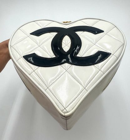 Chanel 1995 Barbie Heart White Vanity Bag