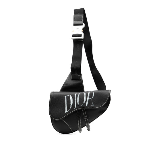 Black Dior Alex Foxton Grained Calfskin Saddle Bag