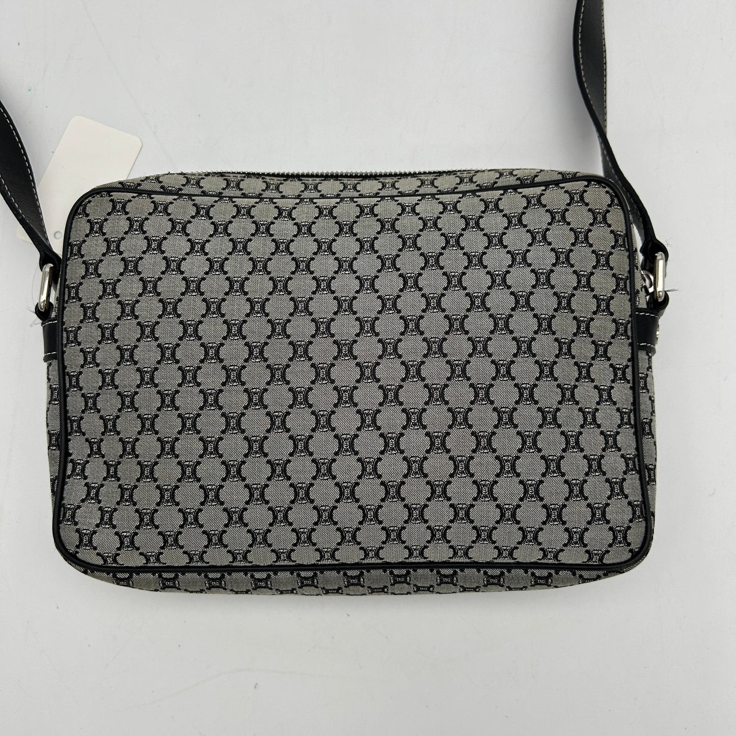 Celine Macadam Canvas Crossbody Bag Black Grey Medium