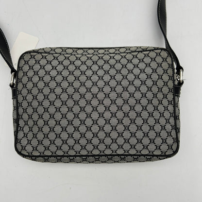 Celine Macadam Canvas Crossbody Bag Black Grey Medium