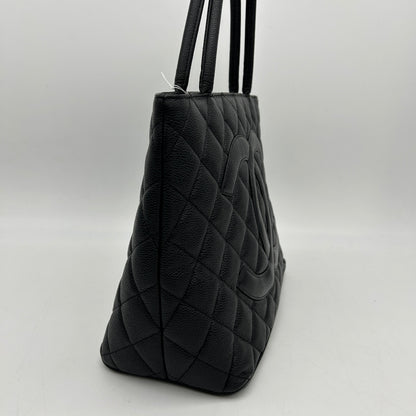 Chanel Black Caviar Medallion Tote Handbag 2001-2003