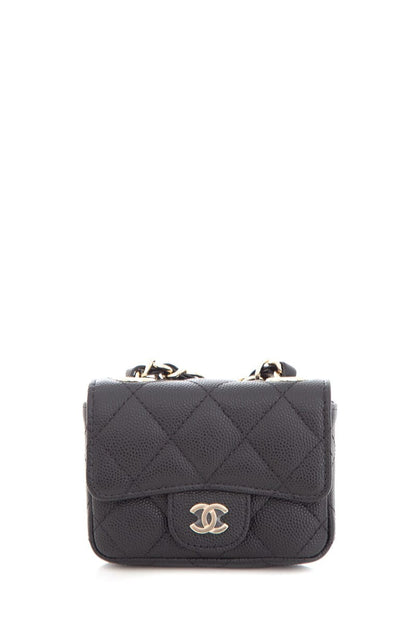 Chanel Black Flap Chain Caviar Quilted Waist Bag