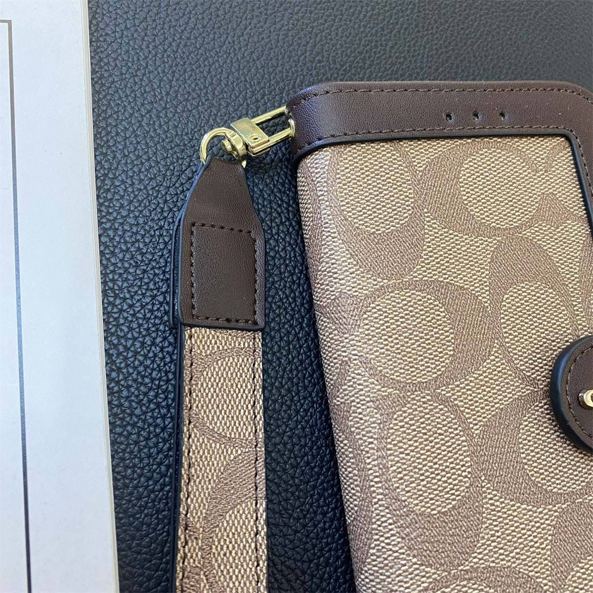 CH Classic Leather Pattern Wallet iPhone Case