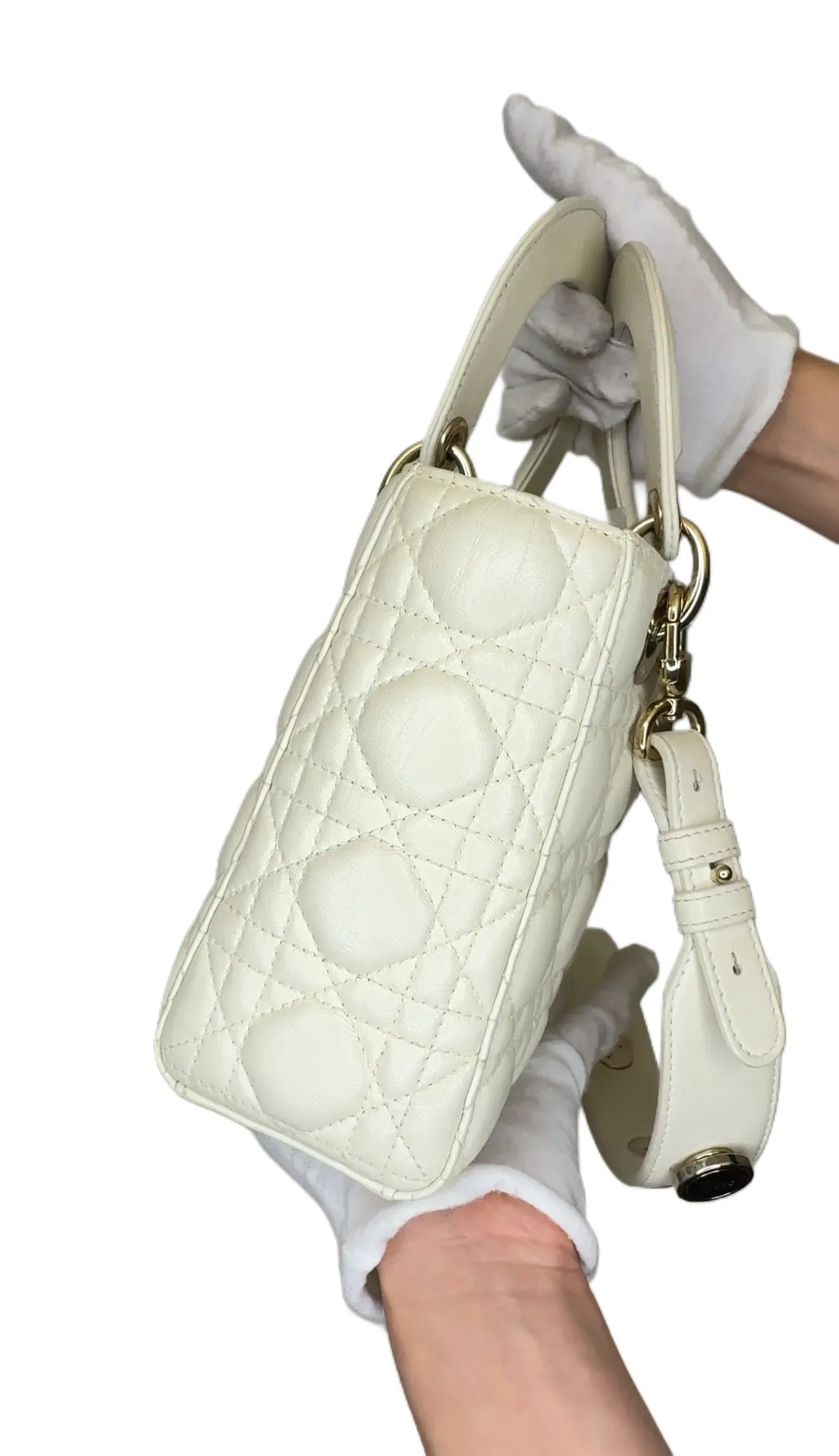 My Lady Dior Leather Handbag Dior White B7-28