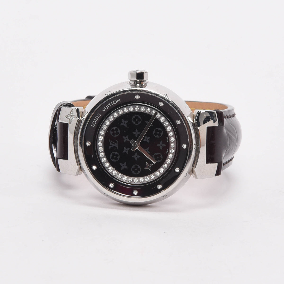 Louis Vuitton Amarante Stainless Steel & Diamond Tambour Disc Watch