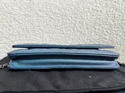 Chanel Iridescent Blue Caviar Wallet on Chain