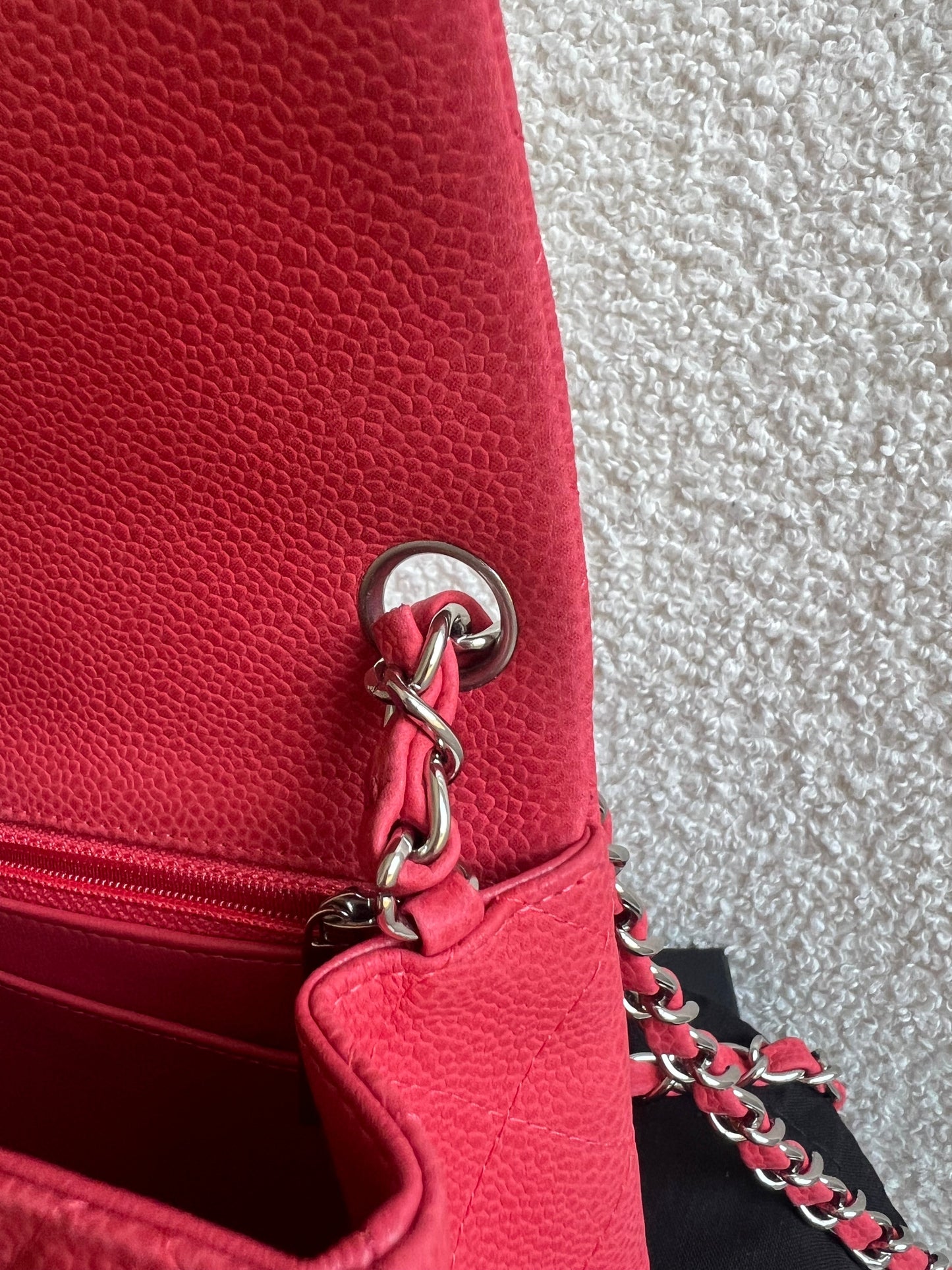 Chanel Square Mini Classic Flap in Coral Red Suede Caviar