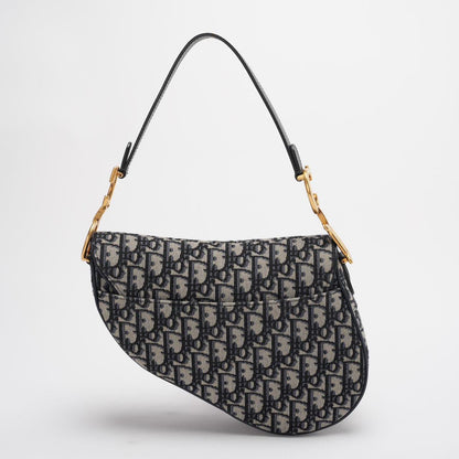 Dior Saddle Bag Medium Shoulder Bag Blue Oblique Jacquard With Shoulder Strap From 2019