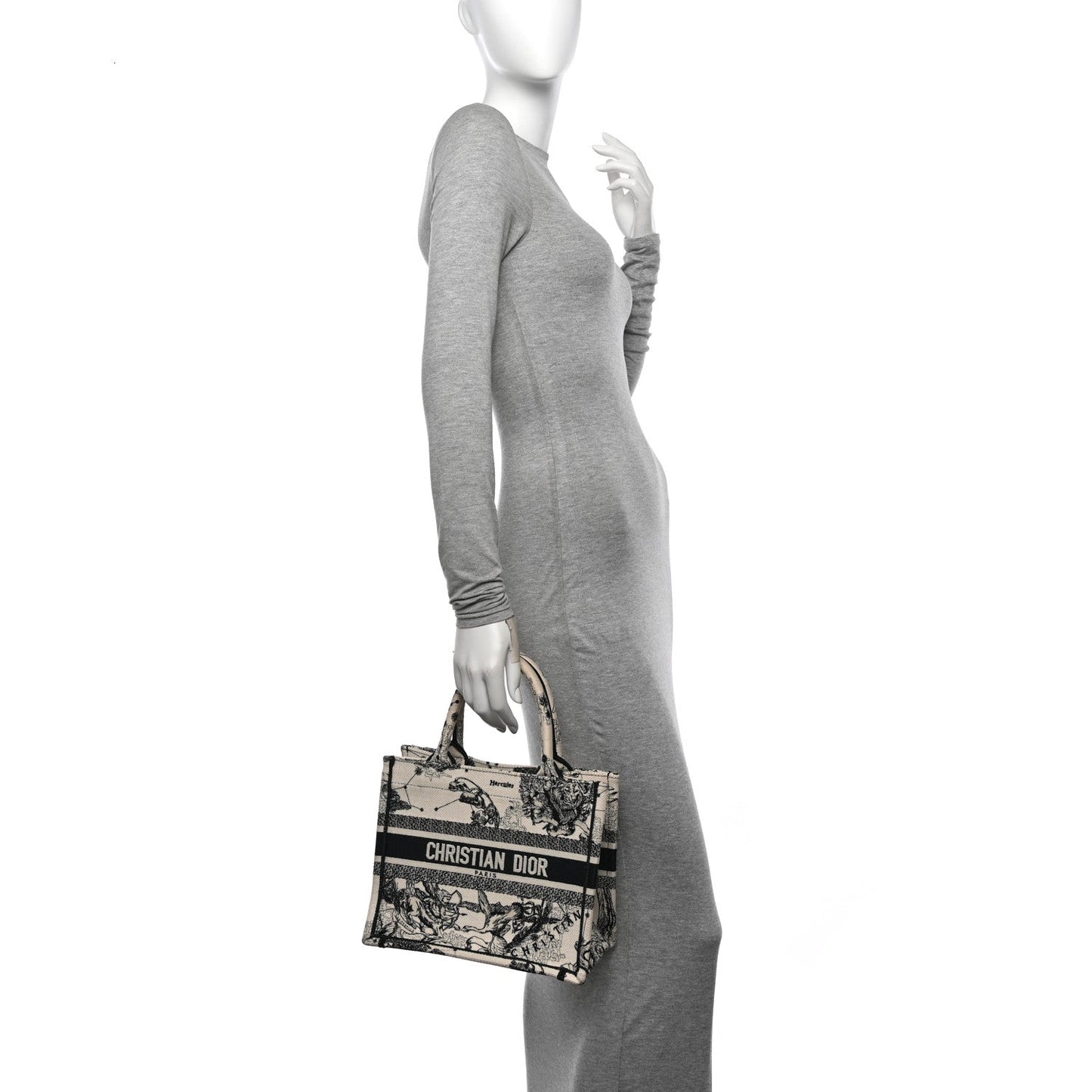 Christian Dior Canvas Embroidered Small Zodiac Toile De Jouy Book Tote Latte