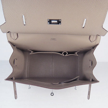 Luxury Hermes Leather Shoulder Bag Grey Silver