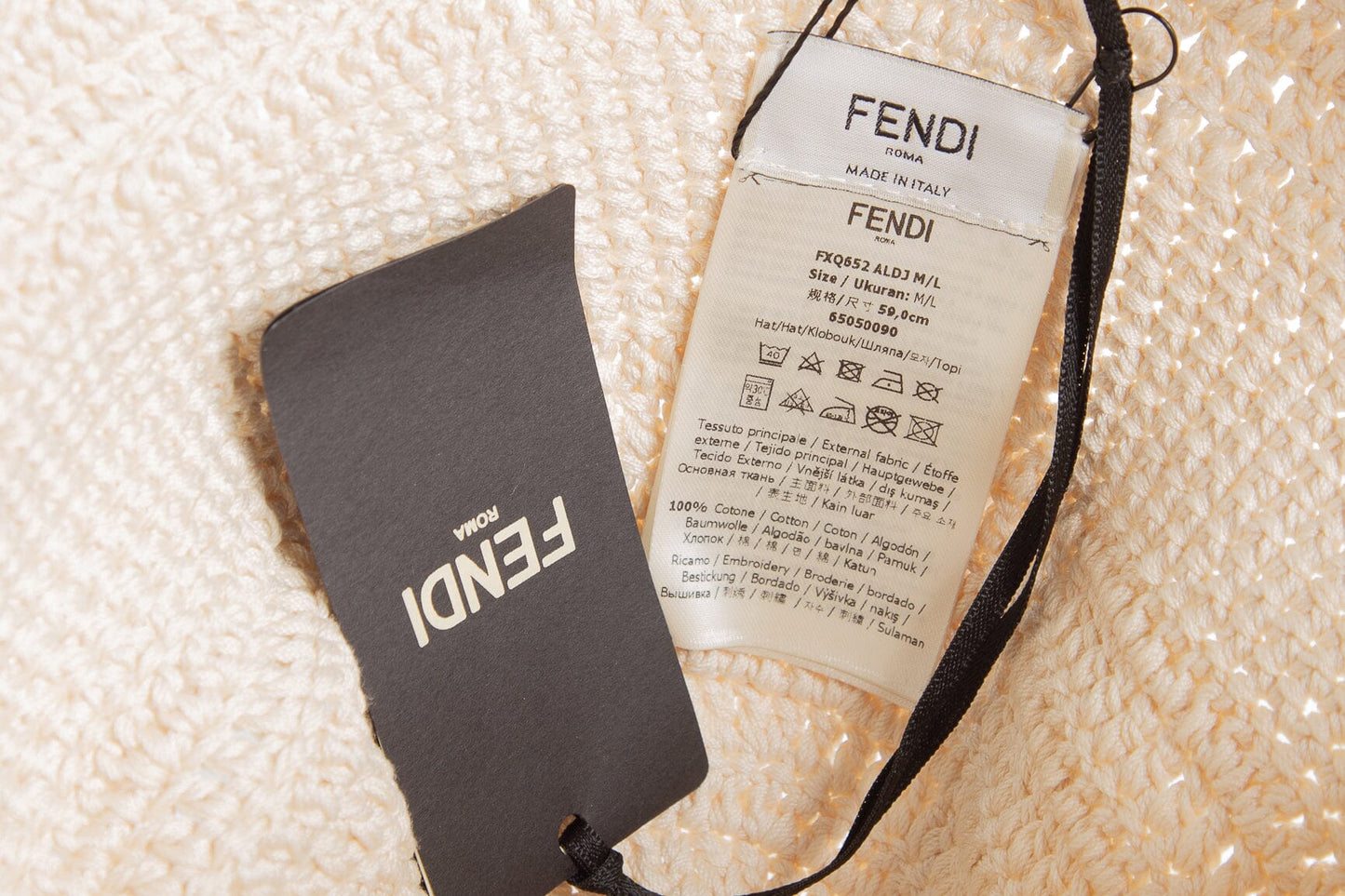 Fendi Cream and Gold Embroidered Hat SZ M/L