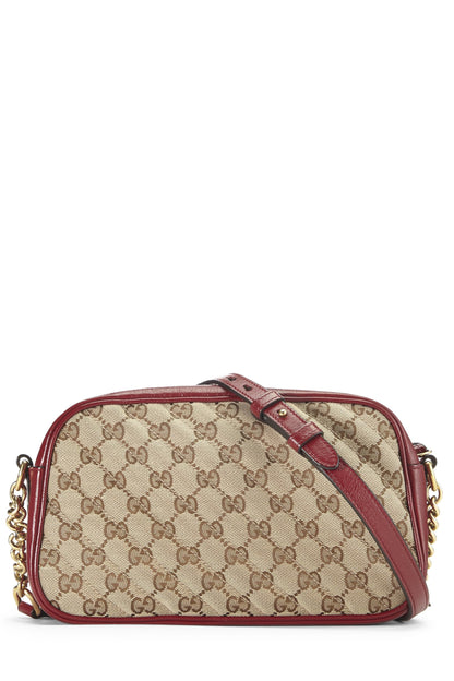 Gucci,  Red Original GG Canvas Marmont Crossbody Small, Red