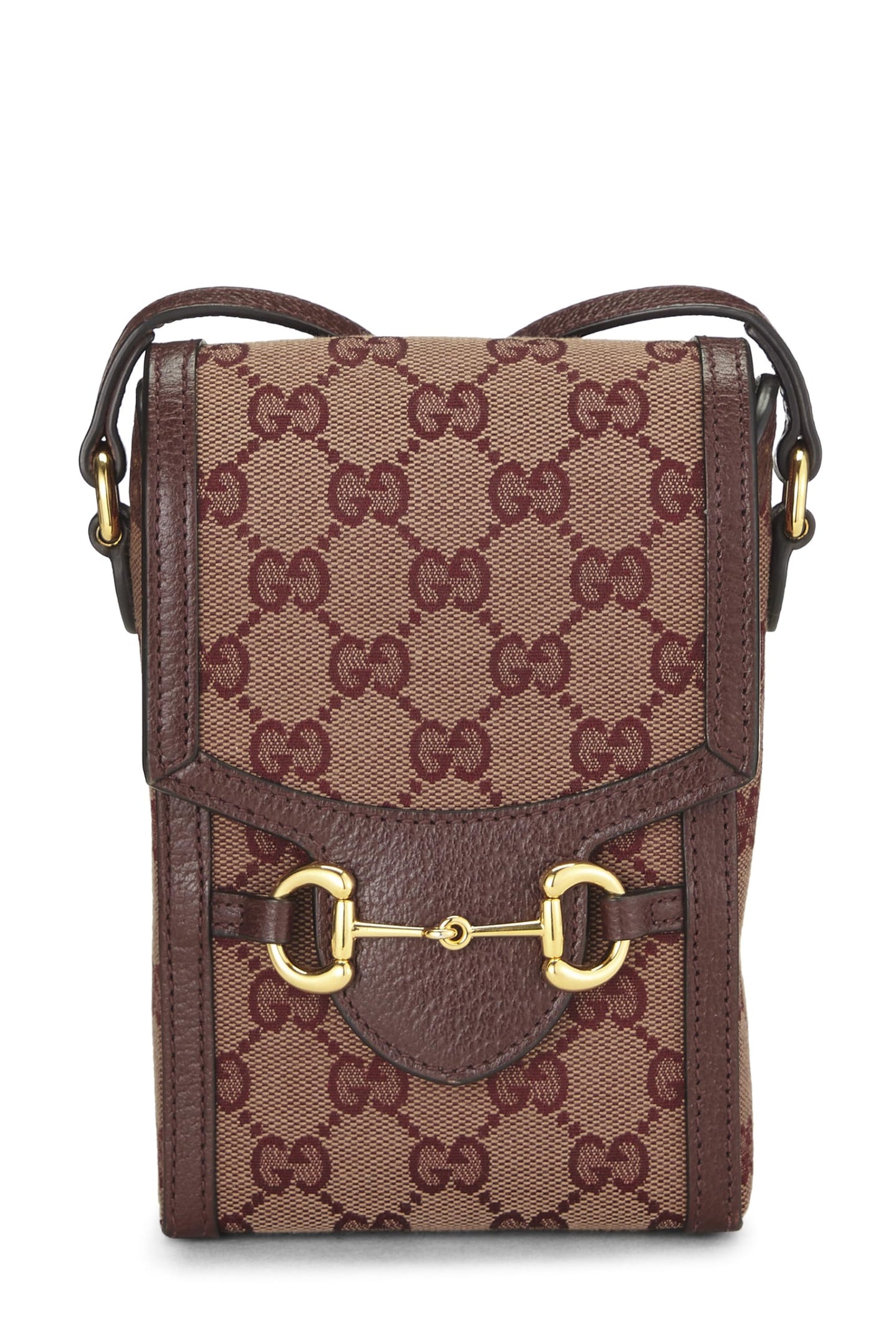 Gucci,  Burgundy Original GG Canvas Horsebit Crossbody, Burgundy