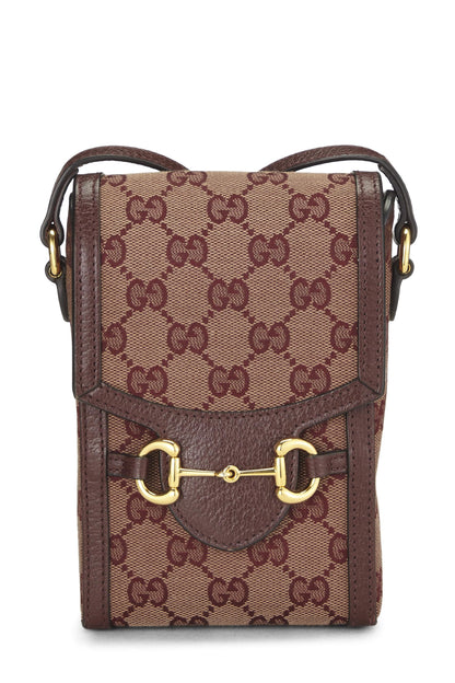 Gucci,  Burgundy Original GG Canvas Horsebit Crossbody, Burgundy