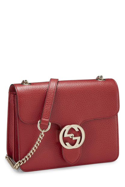 Gucci,  Red Leather Interlocking GG Crossbody, Red