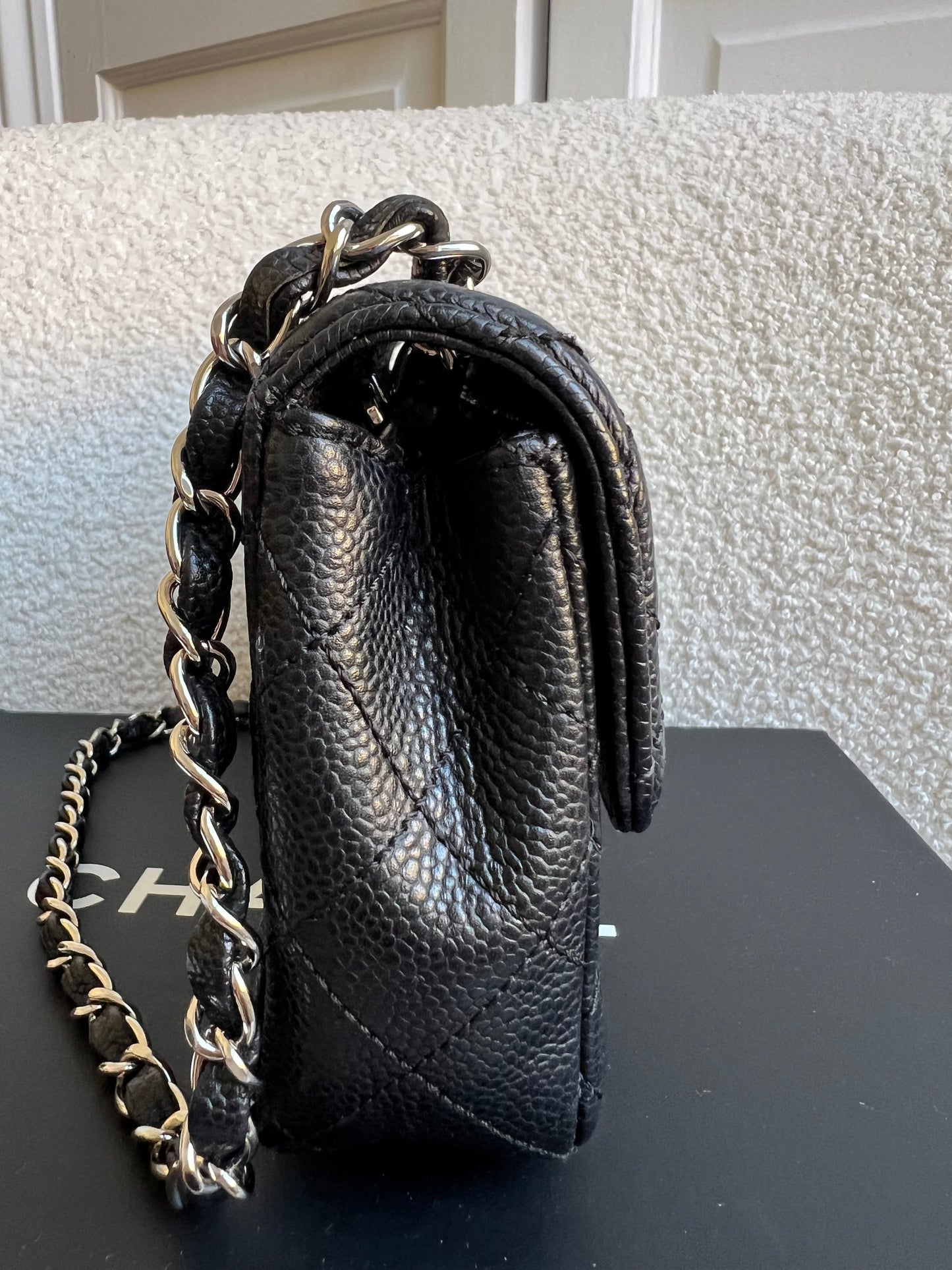 Chanel East West Flap in Black Caviar Silver Hardware