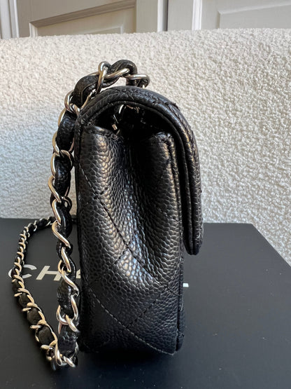 Chanel East West Flap in Black Caviar Silver Hardware