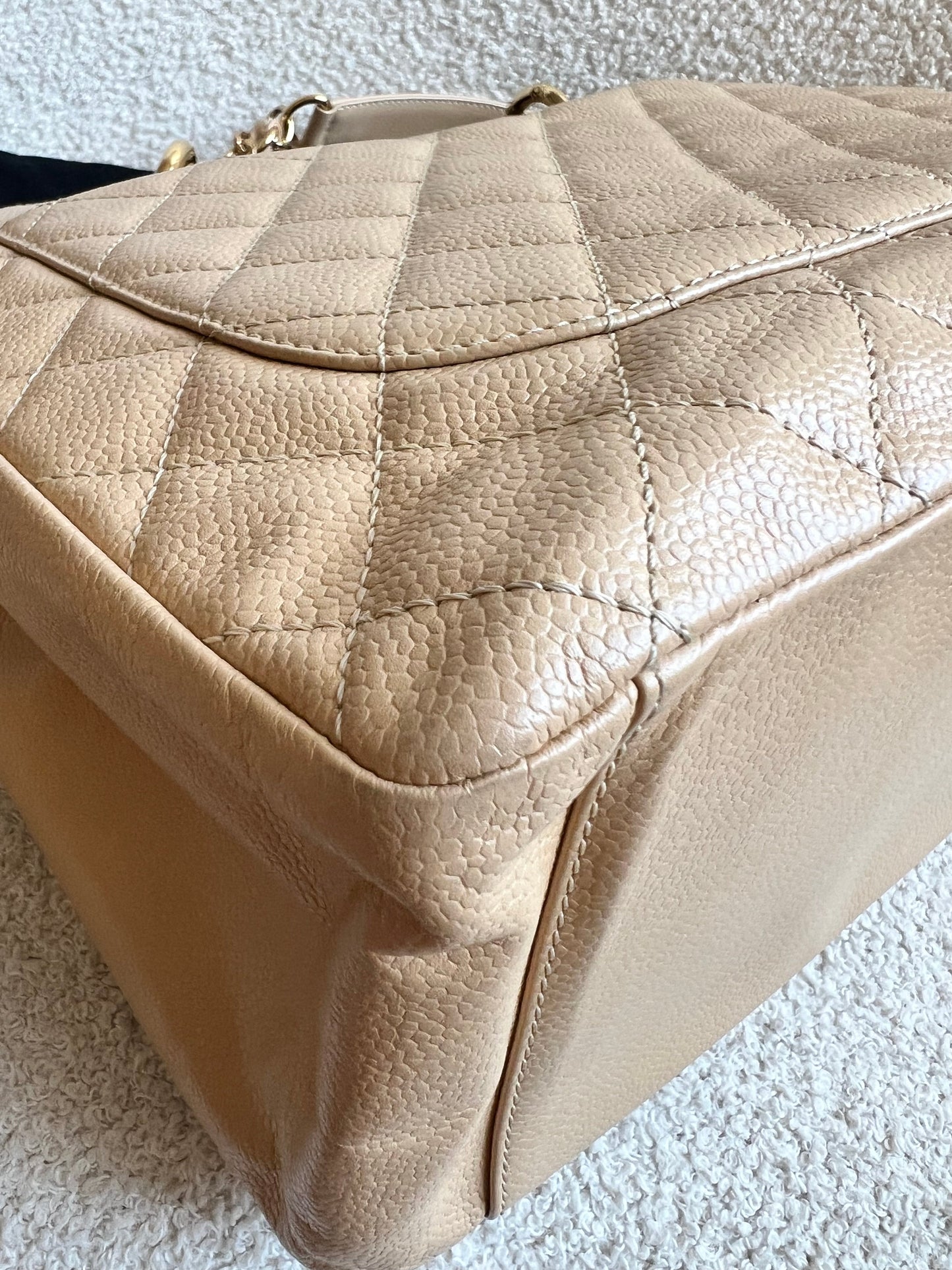 Chanel Beige Caviar Grand Shopper Tote gold hardware (GST)