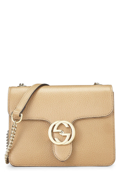 Gucci,  Beige Leather Interlocking Crossbody Small, Beige