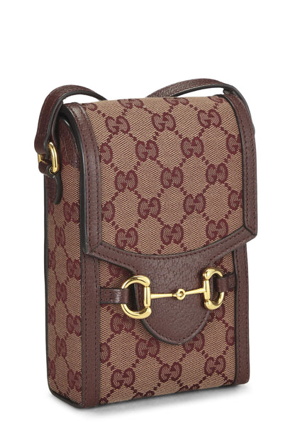 Gucci,  Burgundy Original GG Canvas Horsebit Crossbody, Burgundy