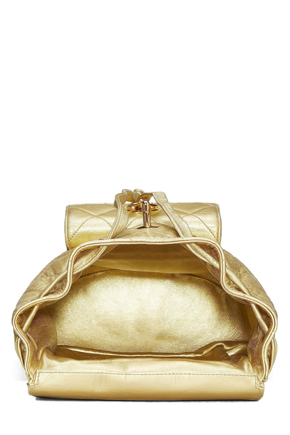 Chanel, Gold Metallic Lambskin Classic Backpack Mini, Gold