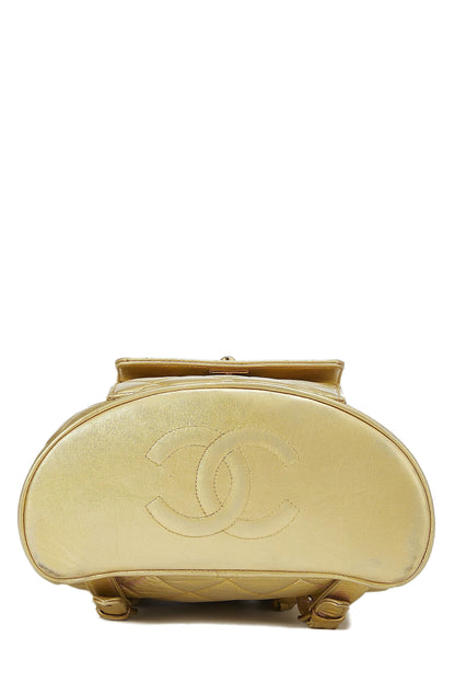 Chanel, Gold Metallic Lambskin Classic Backpack Mini, Gold