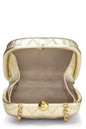 Chanel,  Metallic Gold Quilted Lambskin Kiss Lock Crossbody Bag, Gold