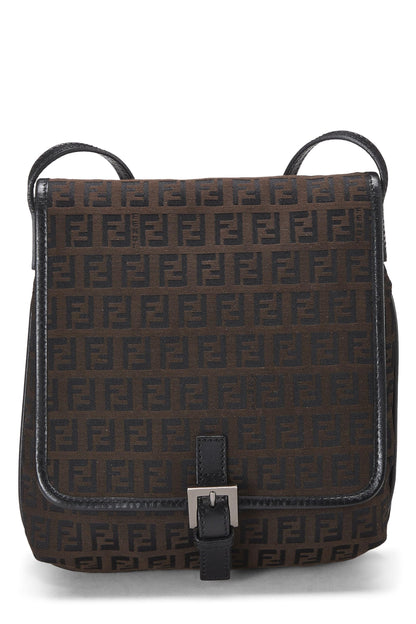Fendi,  Brown Zucchino Canvas Crossbody Small, Brown
