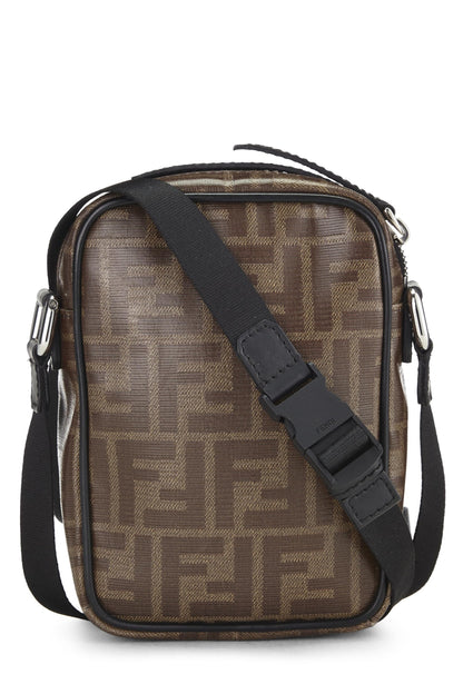 Fendi,  Black & Brown Zucca Coated Canvas Crossbody Bag, Black