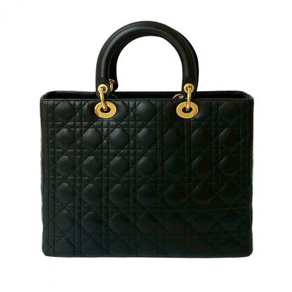 Dior Handbag leather black Cannage stitch Lady Dior Women
