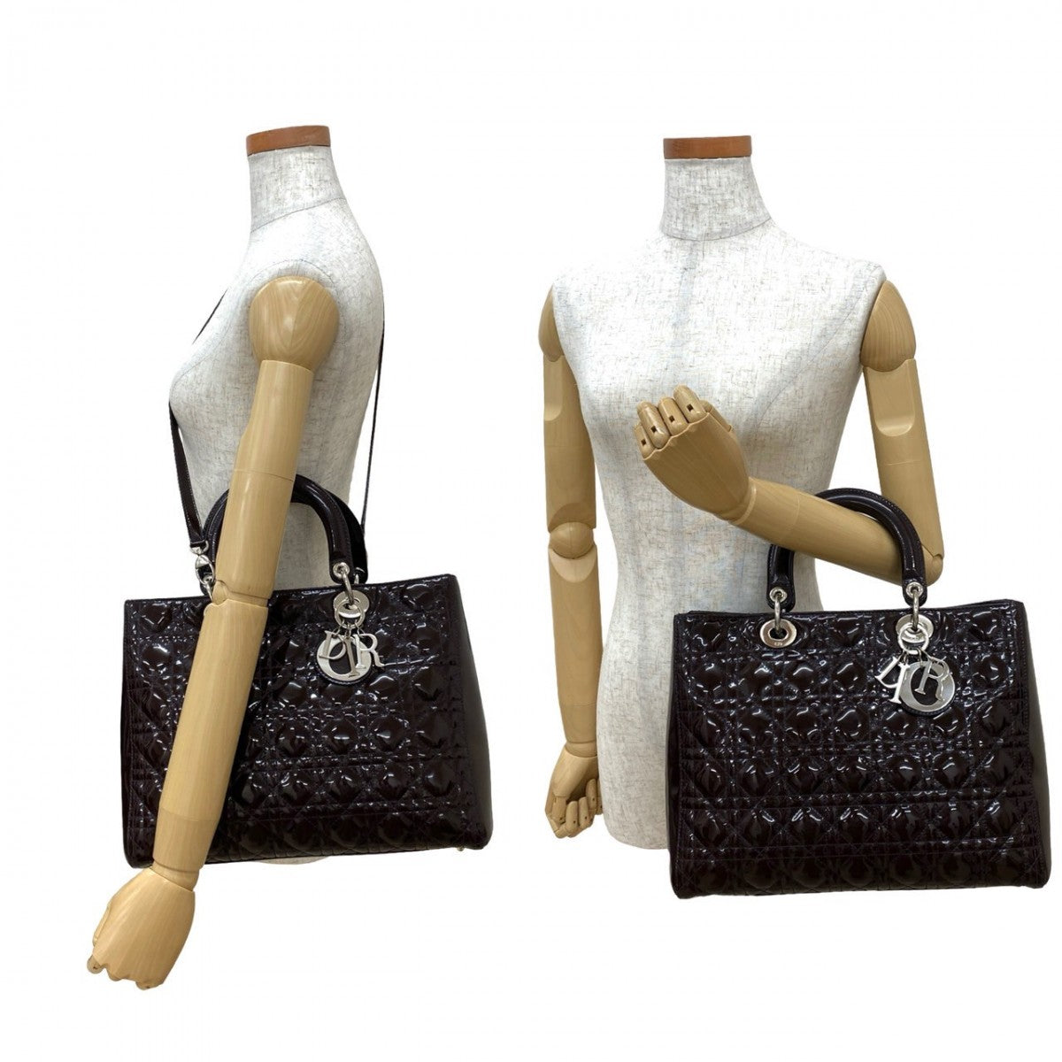Dior Shoulder Bag Patent leather Brown Lady Dior