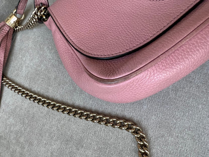 Gucci Rose Pink Soho Disco Crossbody Flap Bag (RRP £1050)