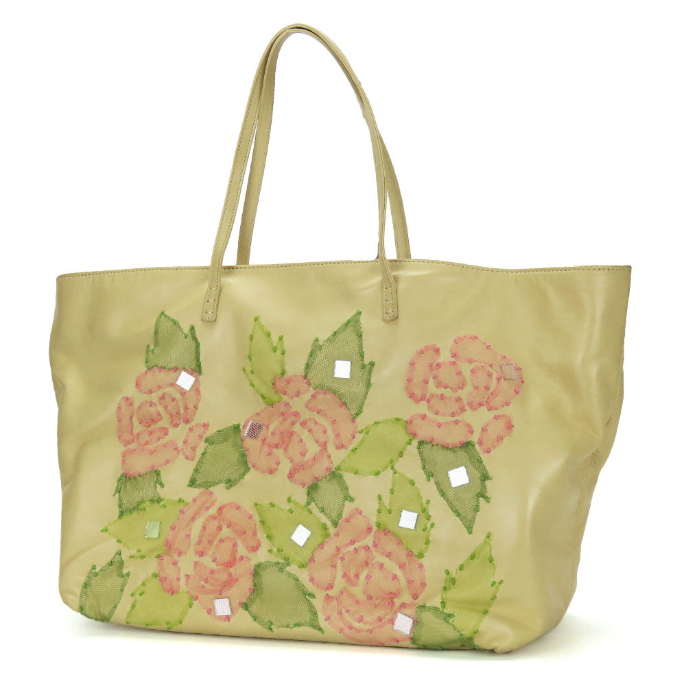 Fendi Leather Tote Bag Beige Pink