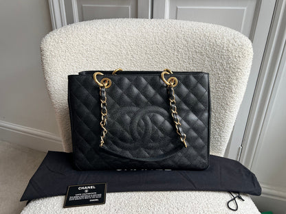 Chanel Black Caviar Grand Shopper Tote Gold Hardware (GST)