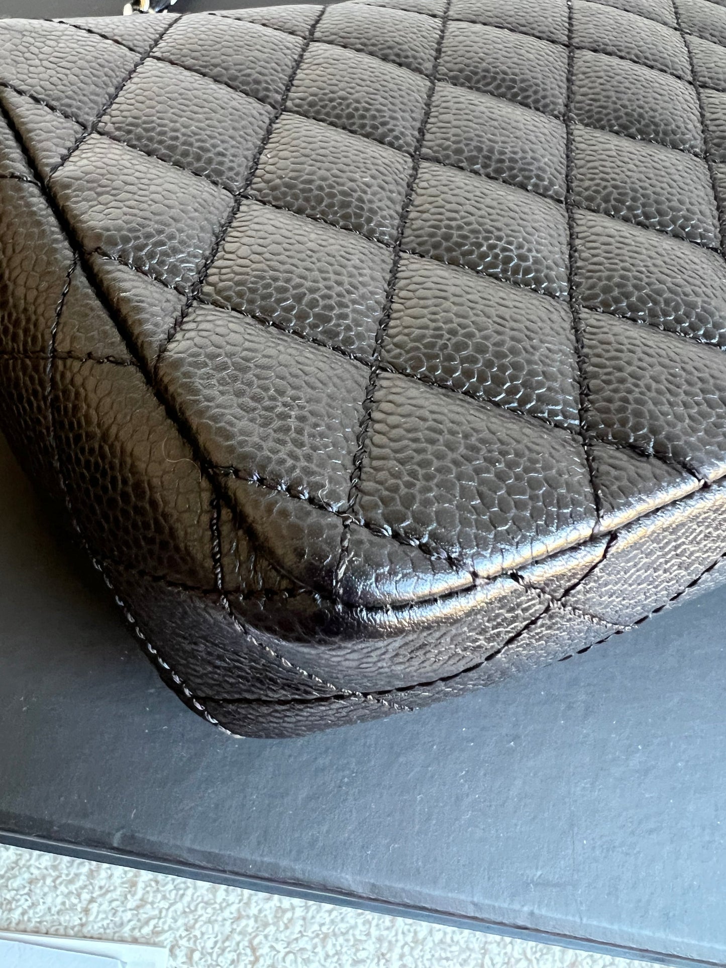 Chanel East West Flap in Black Caviar Silver Hardware