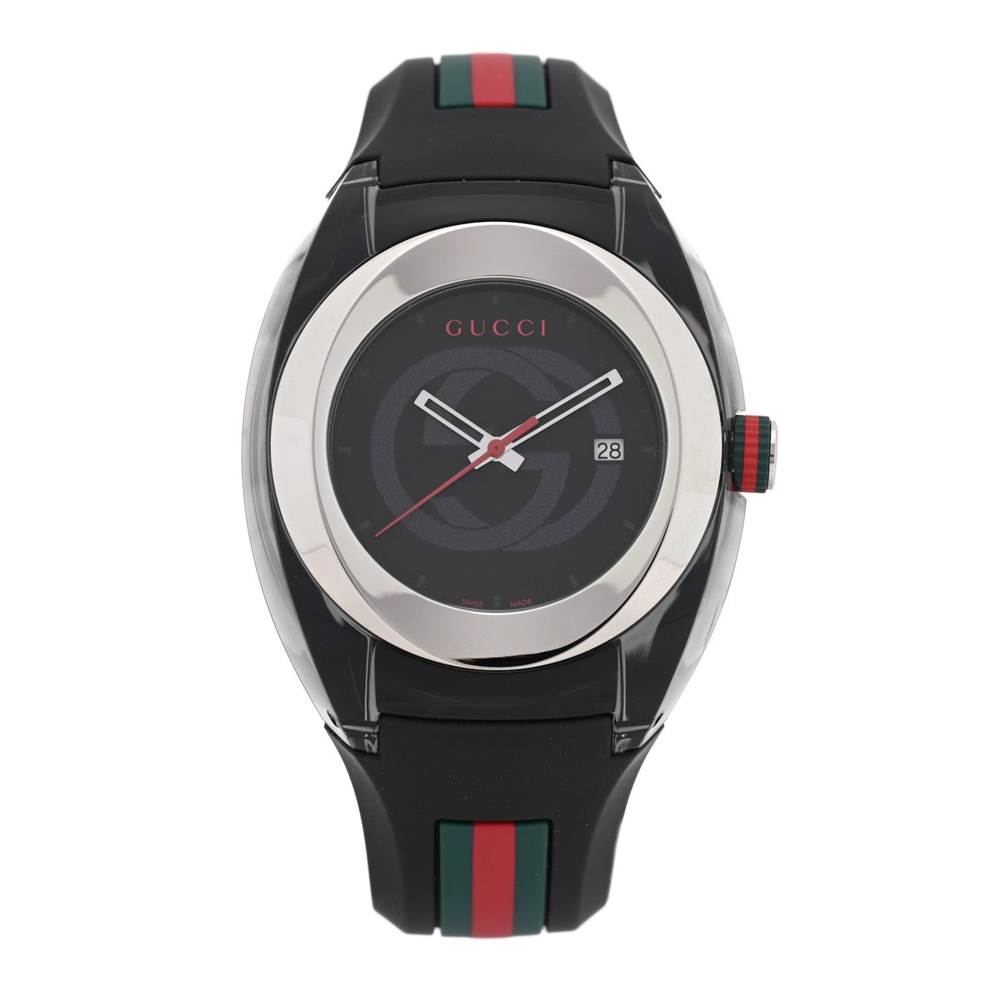 Stainless Steel Rubber 46mm Sync Web Quartz Watch Black