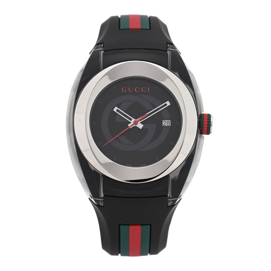Stainless Steel Rubber 46mm Sync Web Quartz Watch Black