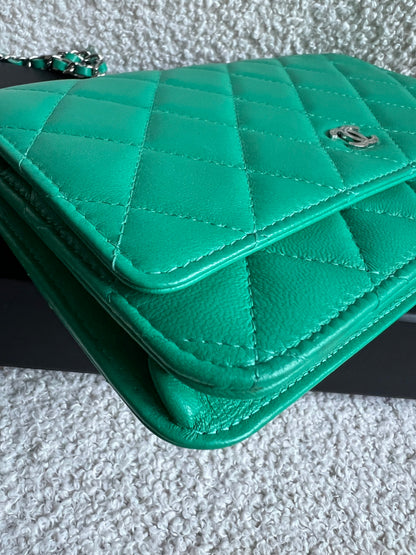 Chanel Turquoise Lambskin Wallet on Chain (RRP £2,930)