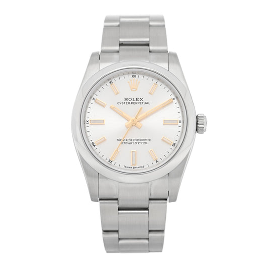 Stainless Steel 34mm Oyster Perpetual Watch Silver 124200