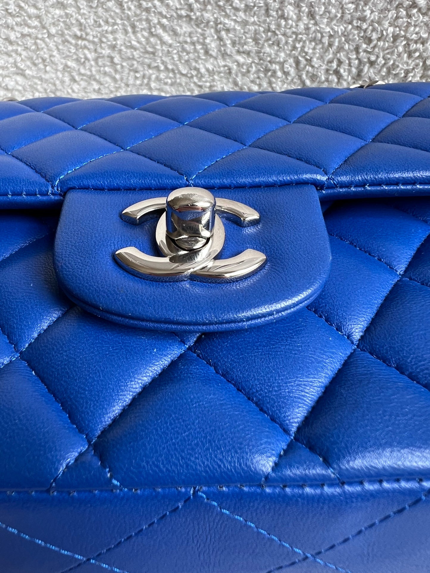 Chanel Medium Classic Flap in Cobalt Blue Lambskin with silver hardware (RRP £9090)