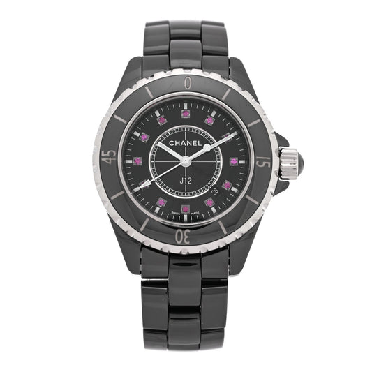 Stainless Steel Ceramic Ruby 33mm J12 Quartz Watch Black