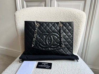 Chanel Black Caviar Grand Shopper Tote (GST) Silver Hardware