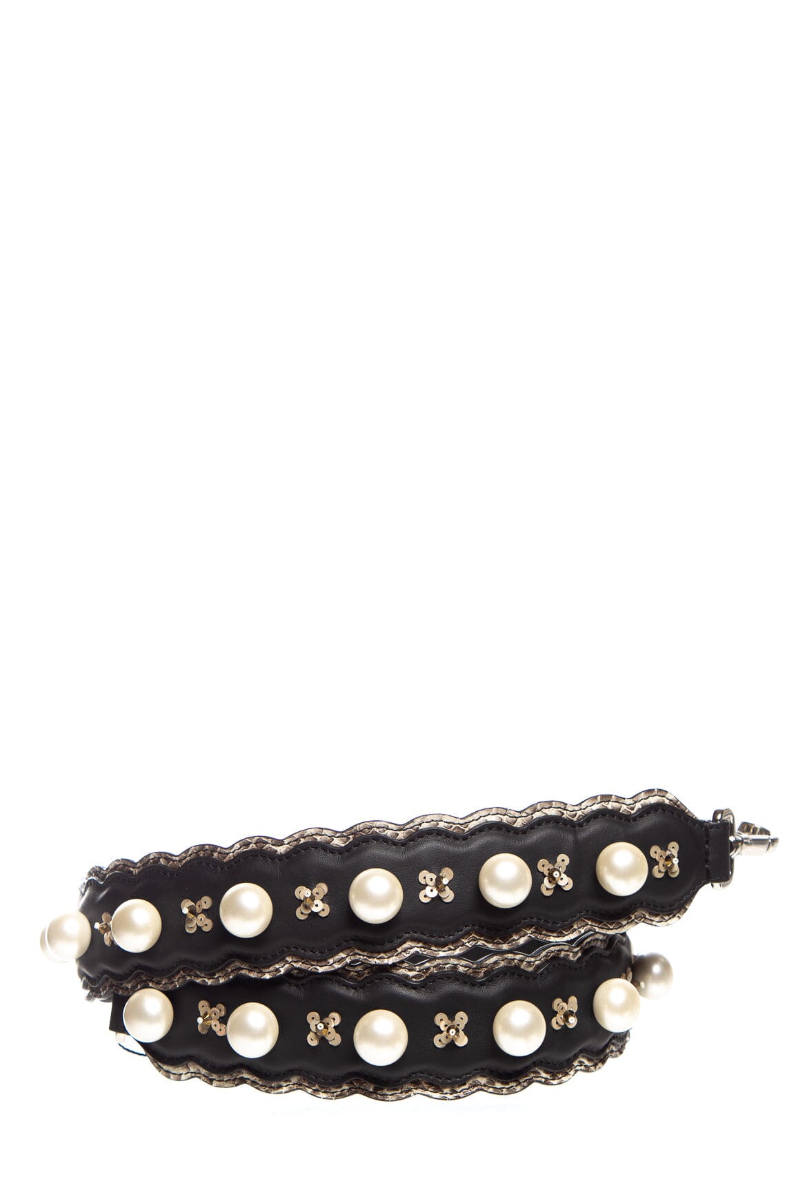 Fendi Black Sequins and Pearl Exotic Trim Strap
