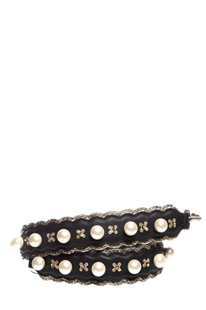 Fendi Black Sequins and Pearl Exotic Trim Strap