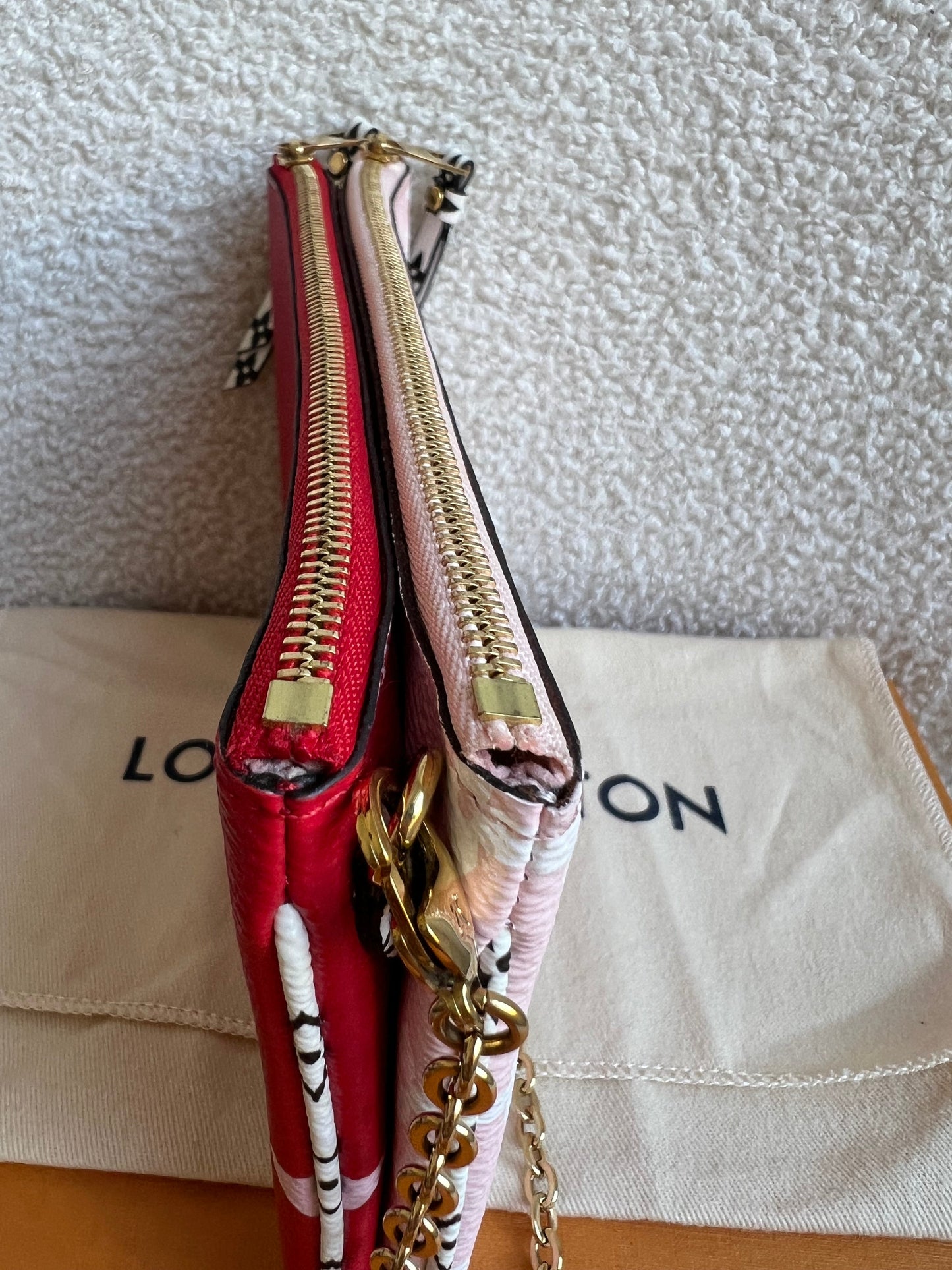 Louis Vuitton Double Zip Pochette Red Giant Monogram Jungle (RRP £1250)
