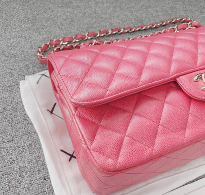 Chanel Medium Classic Double Flap Bag In Bubble Gum Pink Caviar