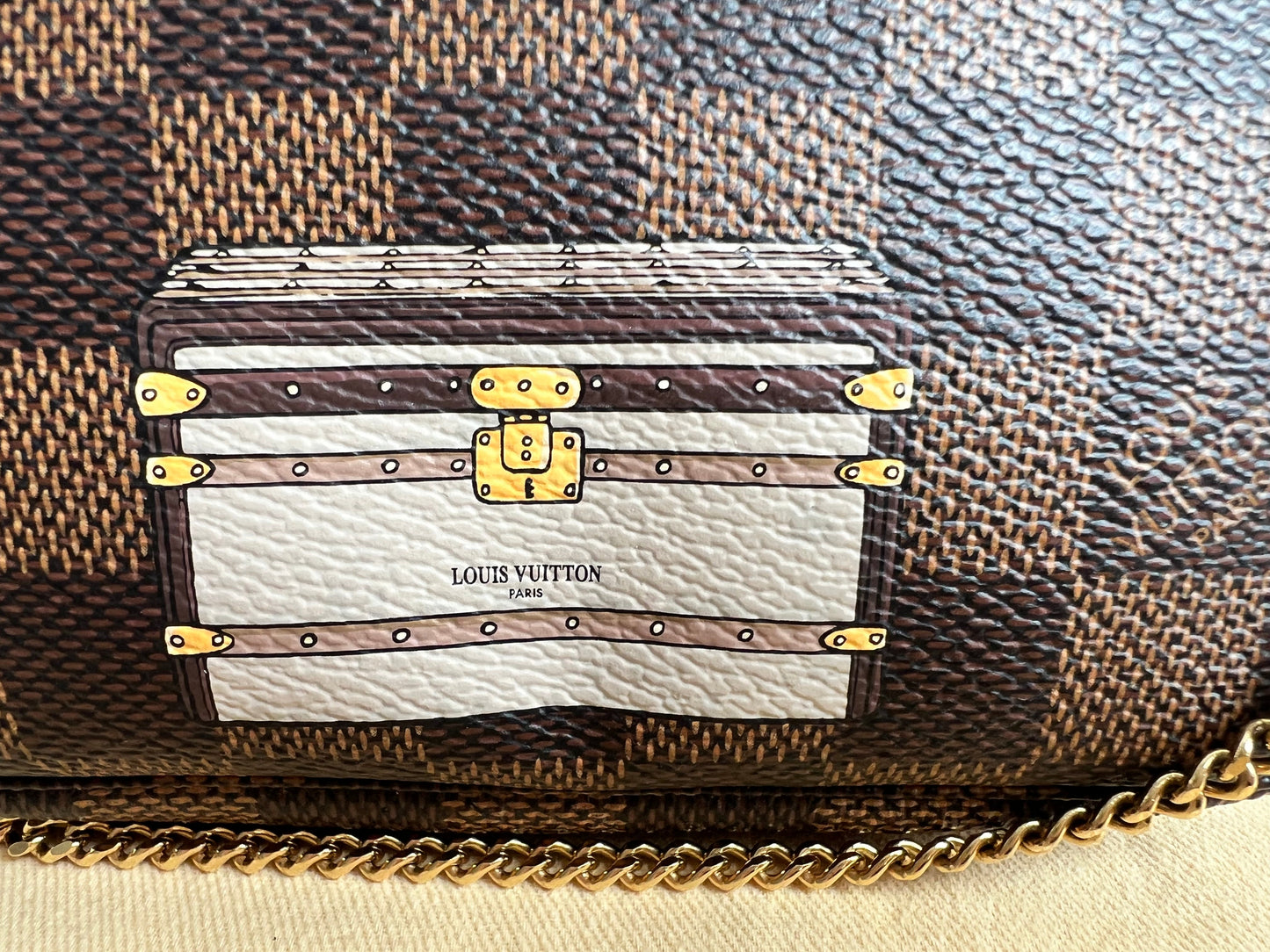 Louis Vuitton Limited Edition Trunks and Locks Mini Pochette Accessoires in Damier Ebene