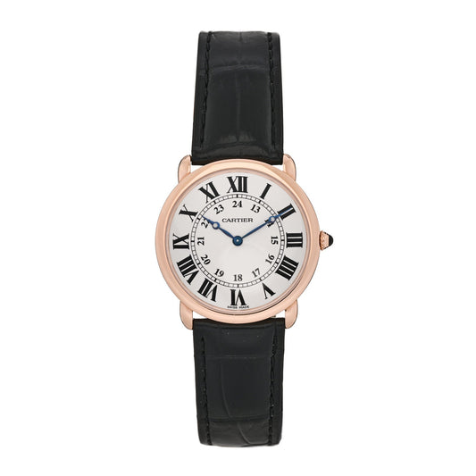 18K Pink Gold Alligator 36mm Ronde Louis Manual Winding Watch Black
