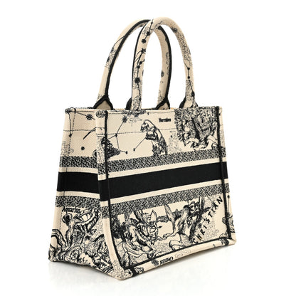 Christian Dior Canvas Embroidered Small Zodiac Toile De Jouy Book Tote Latte